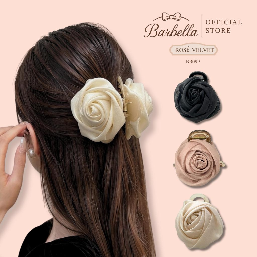 Barbella กิ๊บดอกกุหลาบซาติน ดอกไม้ลูกคุณ รุ่น Rosé Velvet (BB099)