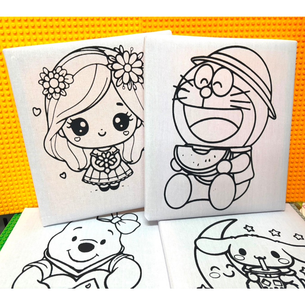 เฟรมผ้าระบายสี จัมโบ้ 23x25.5 เซนติเมตร (ไม่รวมสี+พู่กัน) **คละลาย** Wooden Frame Jumbo **Any design**