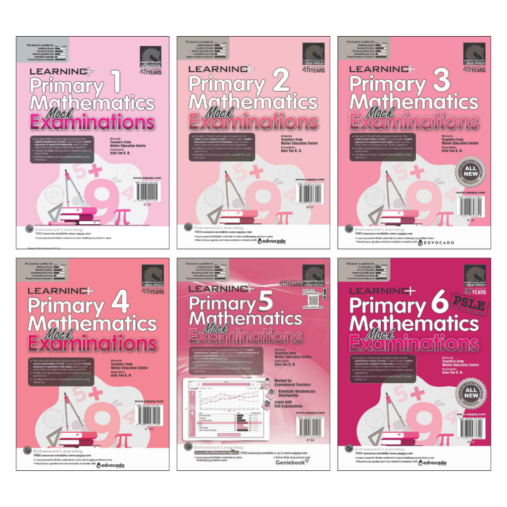 SAP Learning Mathematics Mock Examinations P1-P6 หนังสือแนวข้อสอบคณิตศาสตร์เสมือนจริง สิงคโปร์ มีเฉลย