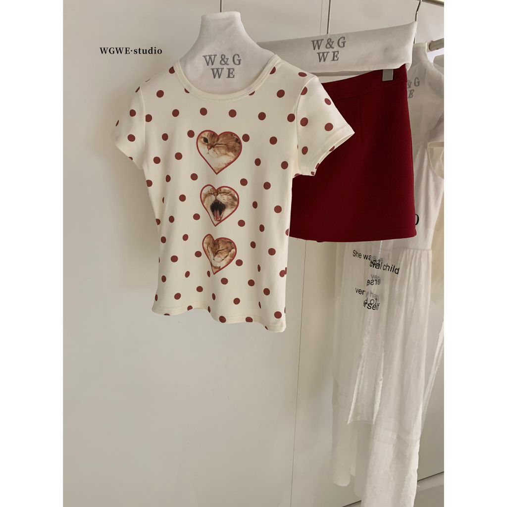 Lazy - D013 - GINO BABY TEE - เสื้อครอป Polkadot (ส่งด่วน)