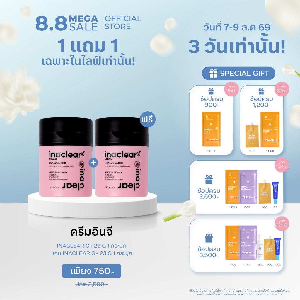 VIKKASKINCARE INACLEAR G+ Serum In Cream 23g อินนาเคลียร์ครีม ครีมบำรุงผิว ลดฝ้า กระ จุดด่างดำ ผิวกระจ่างใส