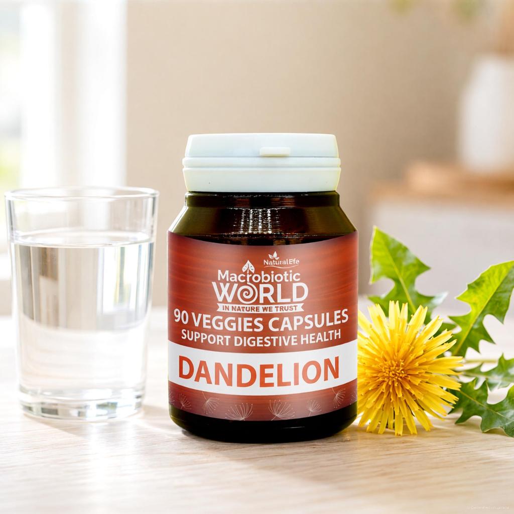 Dandelion Roots 90 Veggies Capsules 500mg รากแดนดิไลออนแคปซูล l Macrobiotic World Natural Efe l Caps