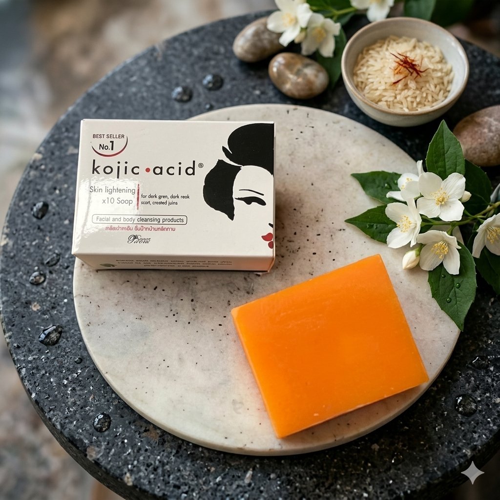 Kojic acid Skin Lightening Soap 60g. สบู่โกจิ (แบบกล่อง)