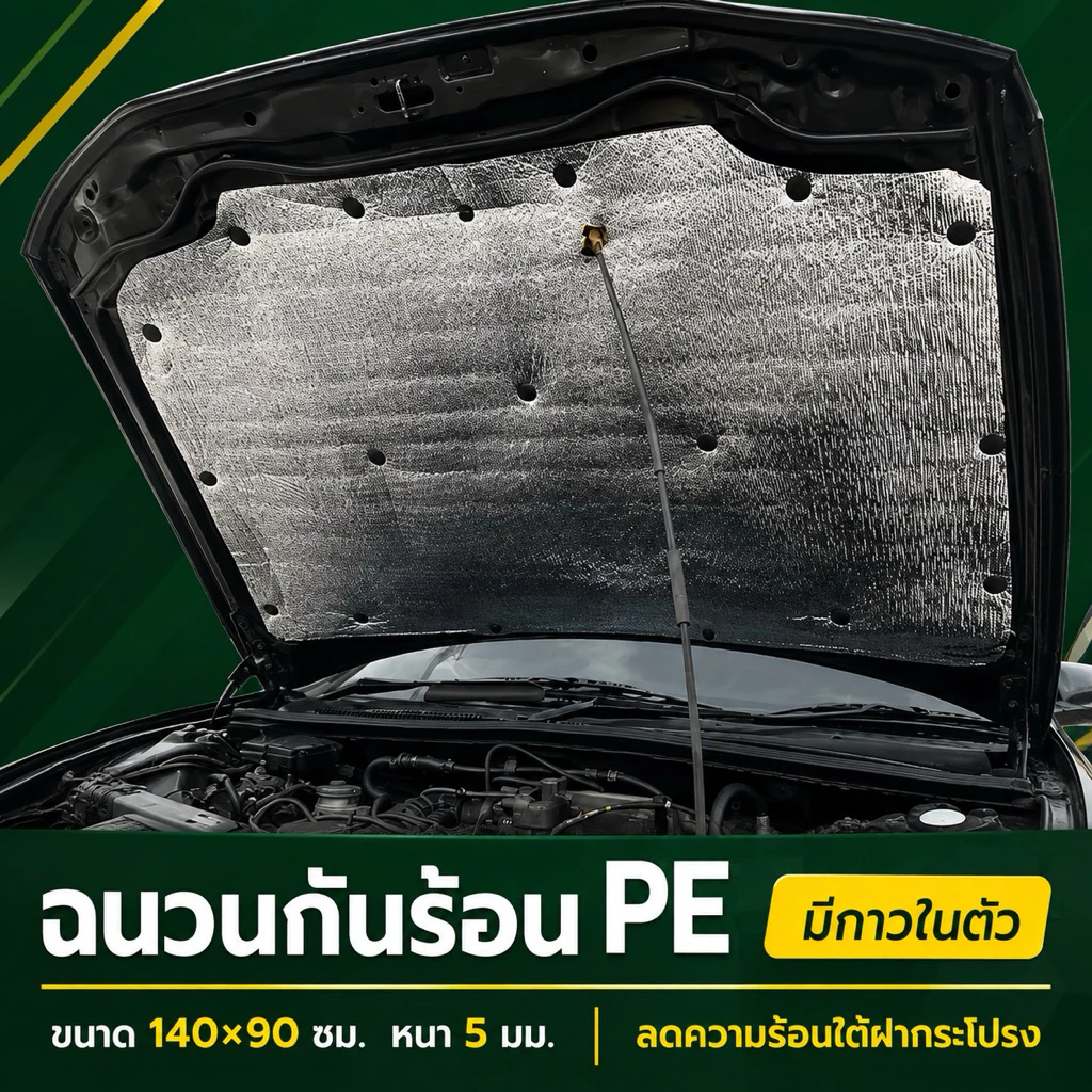 ++พร้อมส่งทันที ยาวสุด ถูกสุด++ ฉนวนกันร้อน มีกาว ติดเองง่าย แผ่นกันความร้อนใต้ฝากระโปรงรถ ขนาด 140×90cm