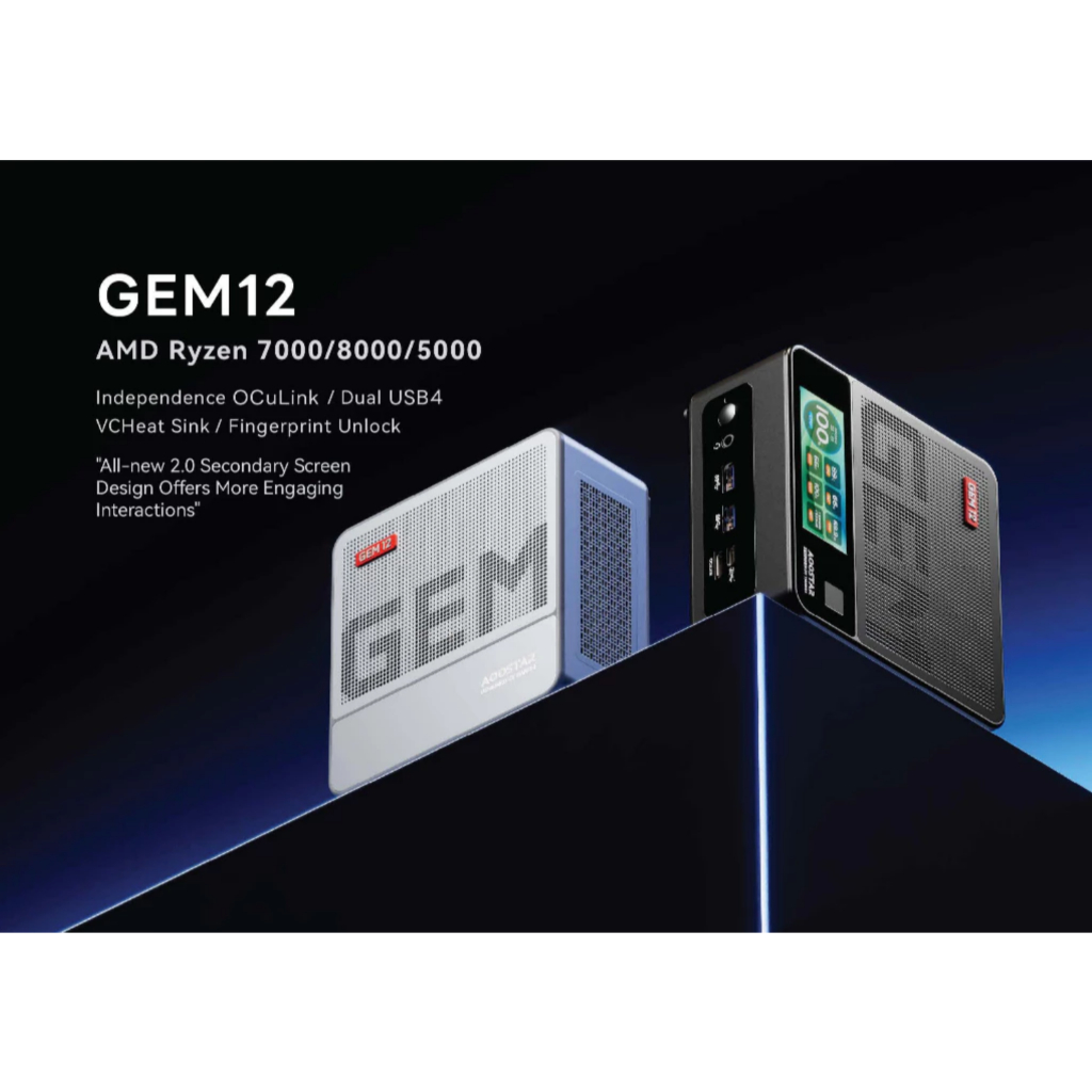 คอมพิวเตอร์ขนาดเล็ก Aoostar GEM12 Power mini PC AMD Ryzen 7 8845HS (8C/16T) OCulink port powerful