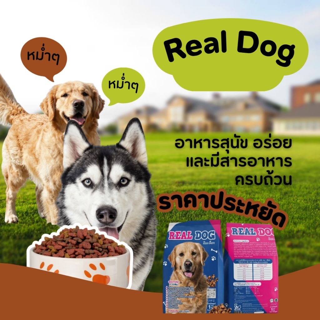 Real Dog อาหารเม็ดสุนัขโต รสเนื้อ ย่อยง่าย ลดกลิ่นมูล บำรุงสายตา 1kg