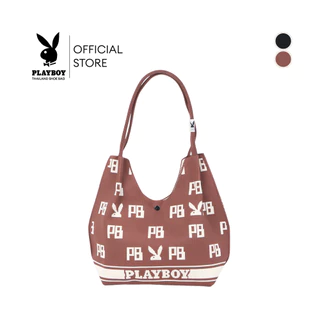 PLAYBOY รุ่น MILDIS (ไมล์-ดิส) Monogram Knit Hobo Tote กระเป๋าไหมพรม รหัสST-BS263PB162 ดีไซน์ผ้าทอไหมพรม มี 2 สี