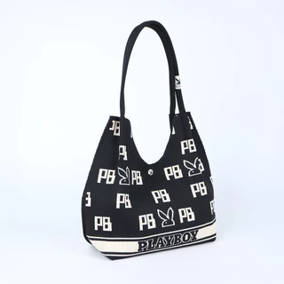 PLAYBOY รุ่น MILDIS (ไมล์-ดิส) Monogram Knit Hobo Tote กระเป๋าไหมพรม รหัสST-BS263PB162 ดีไซน์ผ้าทอไหมพรม มี 2 สี