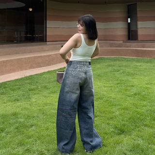 Two Tone Baggy Jeans 👖 ✨ ยีนส์สีทูโทน ทรงบากี้ ยีนส์สาวอวบอ้วนทรงใหญ่ 🌊🖤 | Geebeety
