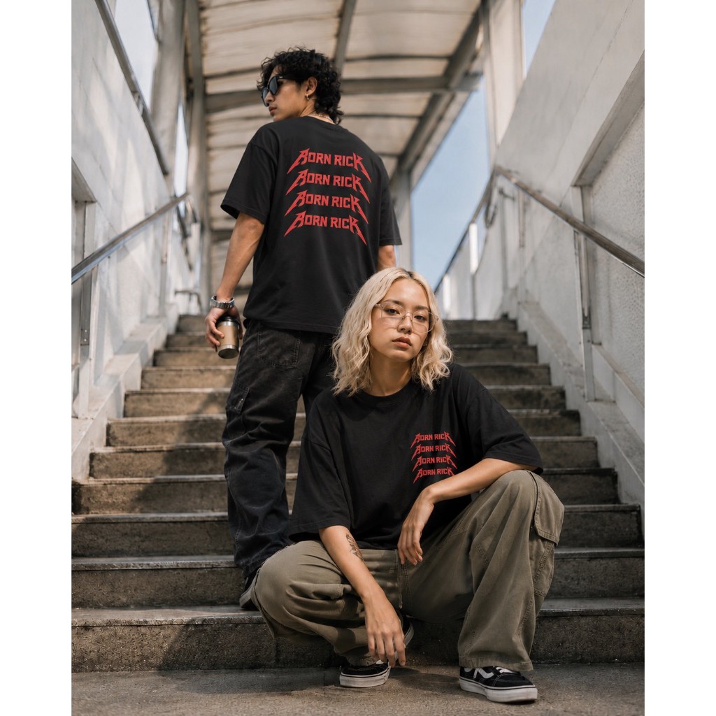 [Bangkok Tales] เสื้อยืด Worldwide Born Rich สีดำ แขนสั้น Oversize Unisex ไซซ์ 40 44 นิ้ว