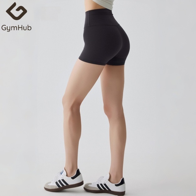 GymHub กางเกงออกกำลังกายขาสั้น 3 ส่วน ผ้านุ่ม ยืดหยุ่นสูง ทรงเอวสูง สำหรับวิ่งและออกกำลังกายกลางแจ้ง