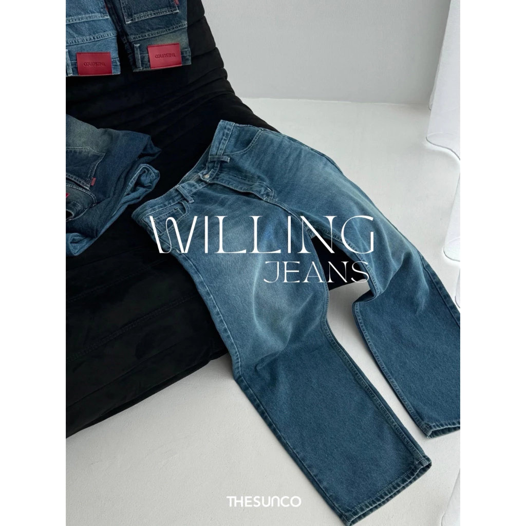 THESUNCO-Willing Jeans (XS-5XL) กางเกงยีนส์ขากระบอก เอวสูง เอวกลาง เก็บหุ่น
