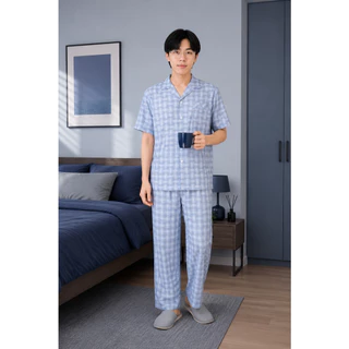 ชุดนอนผู้ชาย คอปก-ขายาว ผ้าฝ้าย มีหลายลาย หน้า 1 Men pajamas collar shirt long pant cotton fabric