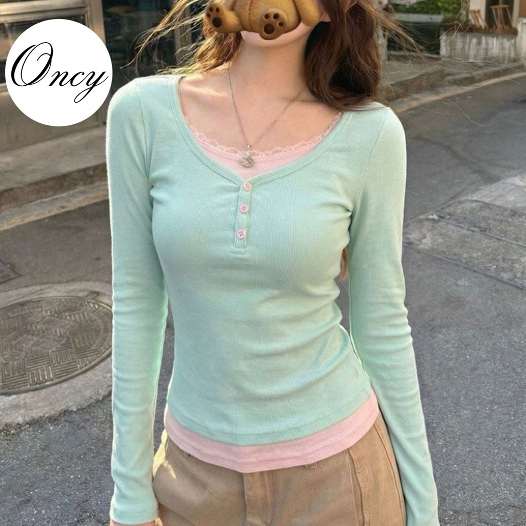 (พร้อมส่งจากไทย)Oncyshop เสื้อรัดรูป 2layer สีrainbow ผ้ายืดอย่างดีไม่ก๊องแก๊ง