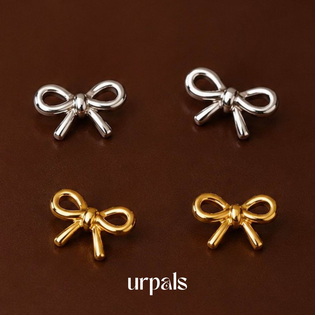 URPALS  ต่างหู ลายโบว์ Stainless ชุบทอง 18K ใส่ได้ทุกวัน ไม่ลอกไม่ดำ