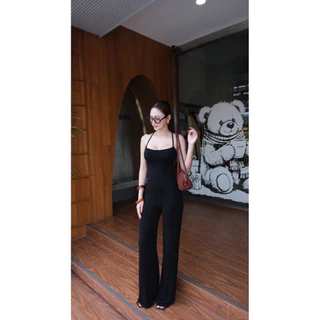 086…จั๊มสูทกางเกงสายไขว้หลัง ดีไซน์เรียบง่าย ใส่สบาย สำหรับทุกโอกาส