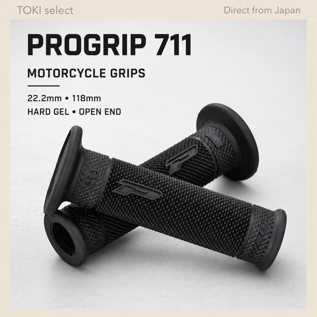 Daytona PROGRIP 711 Motorcycle Handlebar Grips 22.2mm 118mm Black Hard Gel Open End 99204
