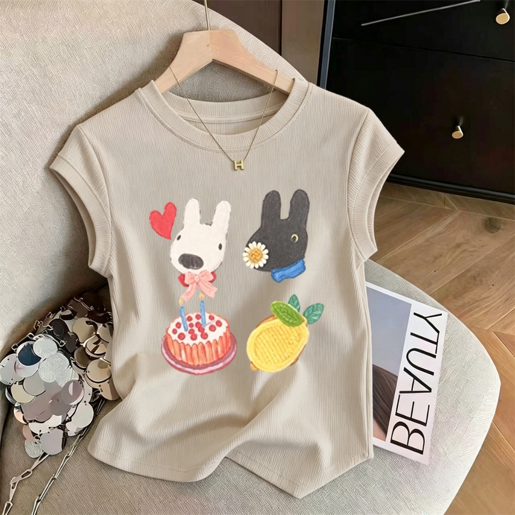 เสื้อผ้าสำหรับผู้หญิงรุ่นใหม่สำหรับฤดูร้อน ด้วยสไตล์เกาหลี มีลายสัตว์เลี้ยงที่น่ารัก และสามารถจัดส่งได้อย่างรวดเร็ว
