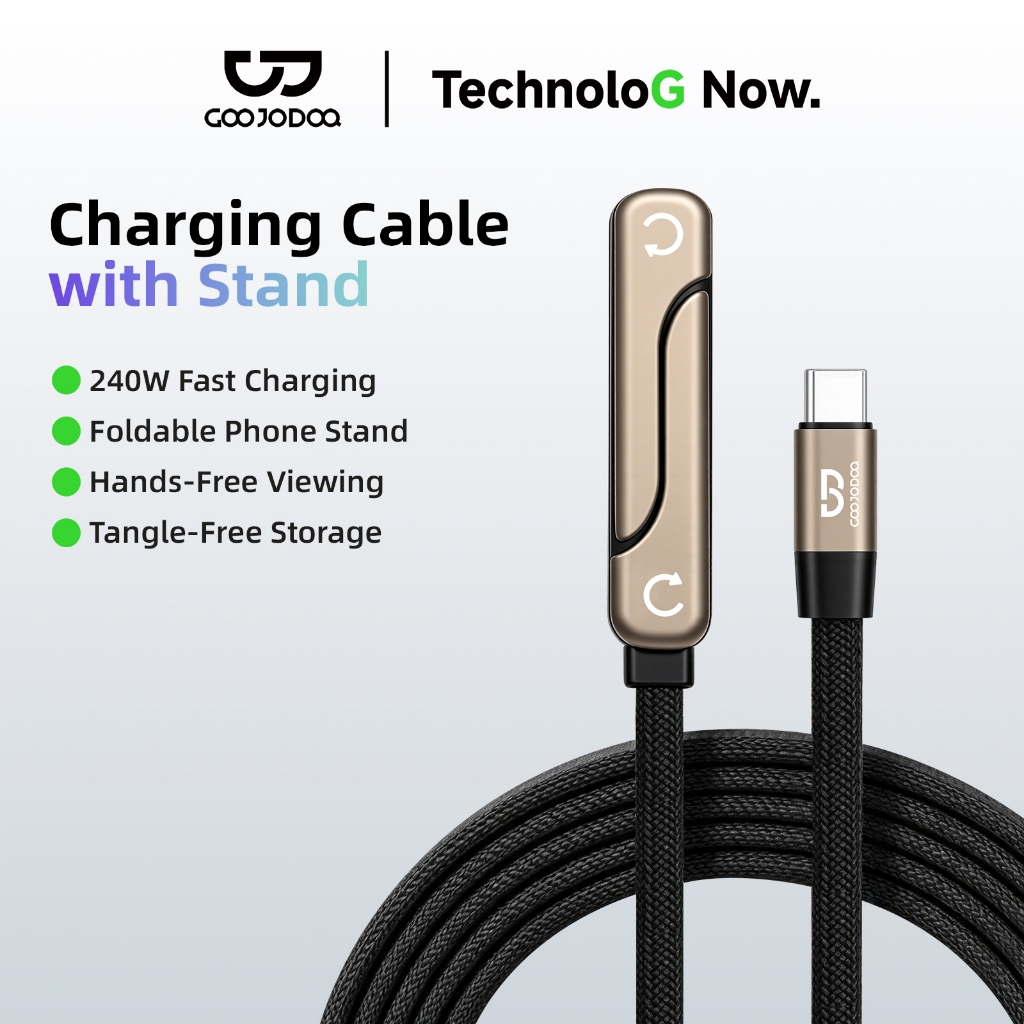 GOOJODOQ ชาร์จเร็ว 240W สายเคเบิลข้อมูล ที่วางโทรศัพท์ USB-C ถ่ายโอนข้อมูลความเร็วสูง 480Mbps สายถักไนลอน