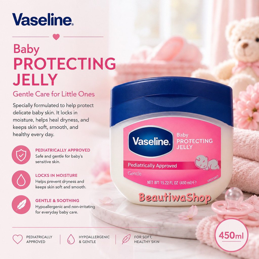Vaseline® Petroleum Jelly Baby 369g.วาสลีน ปิโตเลี่ยมเจลลี่ ขนาดจัมโบ้ ช่วยป้องกันการเกิดผื่นผ้าอ้อม ผิวบอบบางแพ้ง่าย