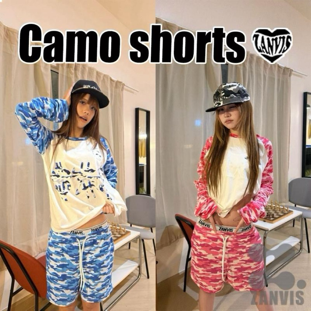(Zanvis)กางเกงขาสั้นพิมพ์ลายทหารCamo shorts