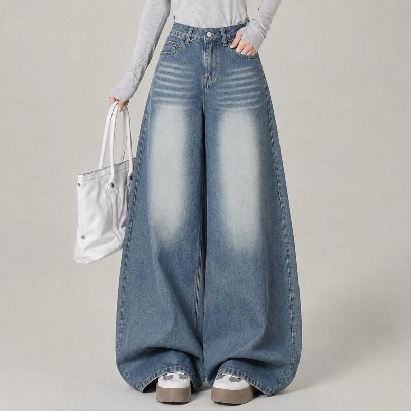 JINJEANS-1990 | (XS-6XL) กางเกงยีนส์ขากระบอกใหญ่ baggy jeans สีบลูเฟด