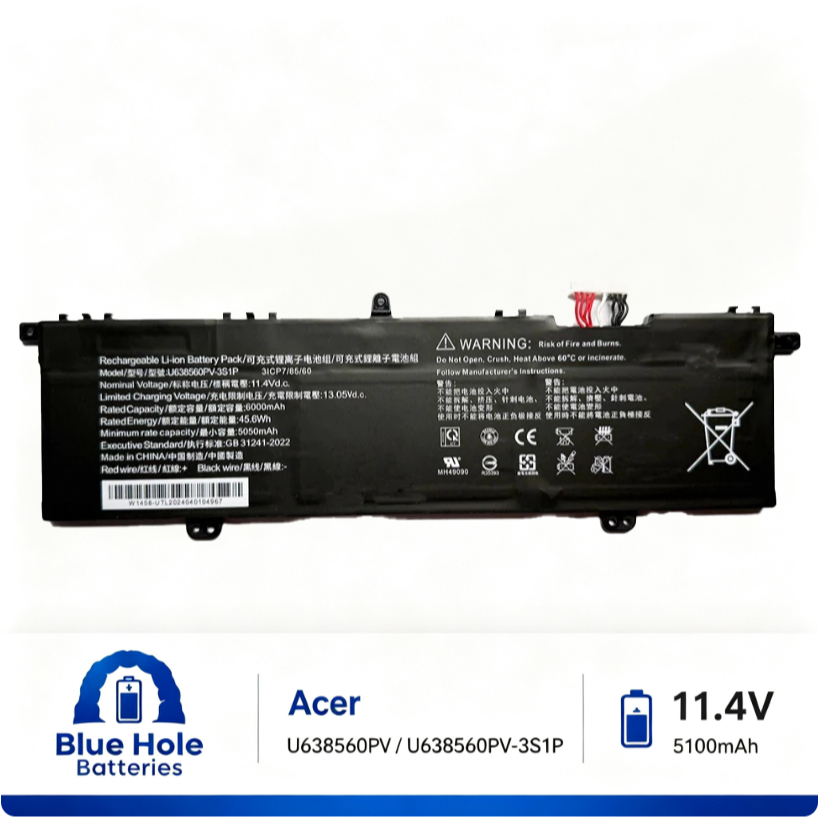 U638560PV U638560PV-3S1P แบตทดแทนโน้ตบุ๊ก Acer Aspire Lite หลายรุ่น AL16-51P AL16-52P