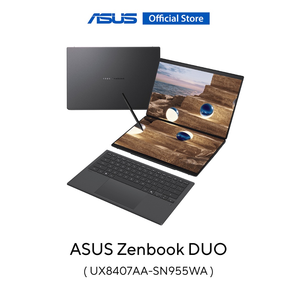 ASUS Zenbook DUO (UX8407AA-SN955WA) 14" 3K OLED 16:10, UX9-378H, 32GB, 512GB SSD, W11 & MS Office