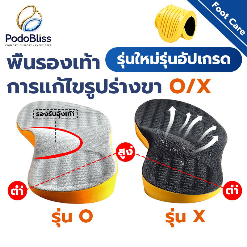 พื้นรองเท้าแก้ขา O/X แก้ขาท่อนล่างโก่ง รองรับอุ้งเท้า ระบายอากาศดี นุ่มไม่บาด ใส่ได้ทุกคู่
