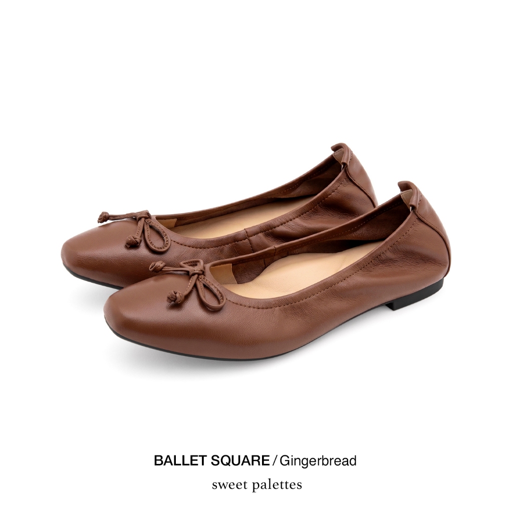 Sweet Palettes รองเท้าหนังแกะ Ballet Square Gingerbread