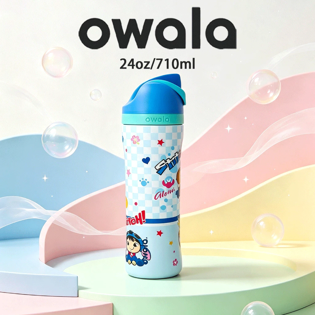 สินค้าของแท้ Owala FreeSip Tumbler 24oz/710ml รุ่นคอลแลปลายการ์ตูน ขวดน้ำพกพาสแตนเลส 316 ฝาดูดได้ 2 ทาง กันรั่ว เก็บเย็น