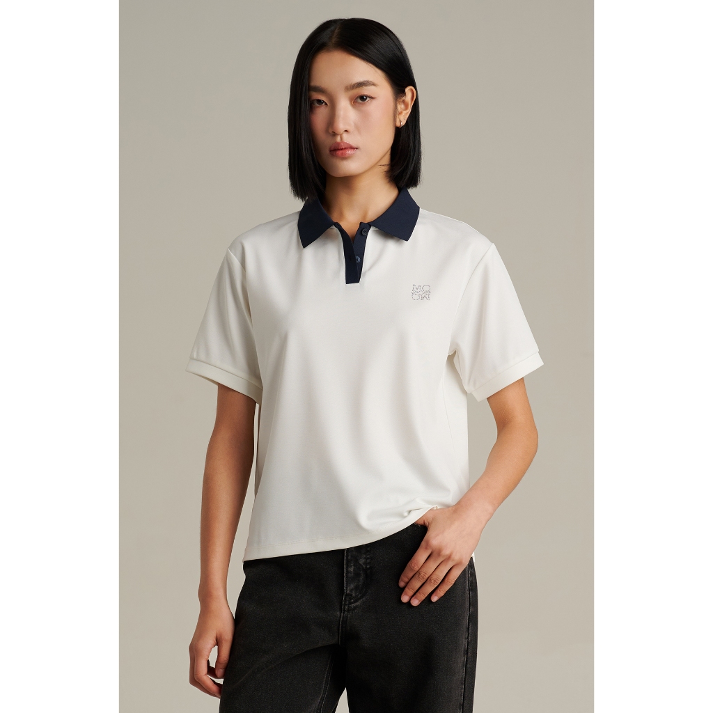 Mc JEANS (แม็คยีนส์) เสื้อโปโลผู้หญิง เสื้อโปโลแขนสั้น ทรงรีแลกซ์ Relax Fit Polo มีให้เลือก 2 สี MPTZ048