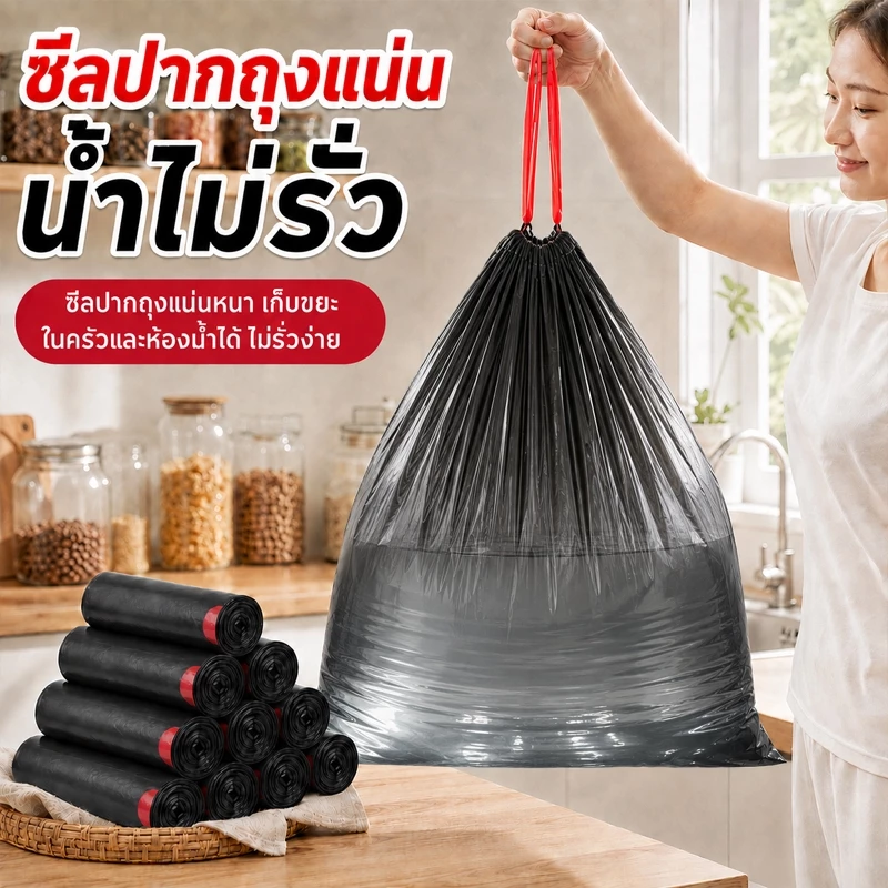 ถุงขยะ24x28 ถุงขยะดำ แบบม้วน ถุงพลาสติก หนาเหนียว เกรดA จำนวน 200 ใบ ใช้งานง่าย คุ้มค่ หลายขนาด พร้อมส่ง