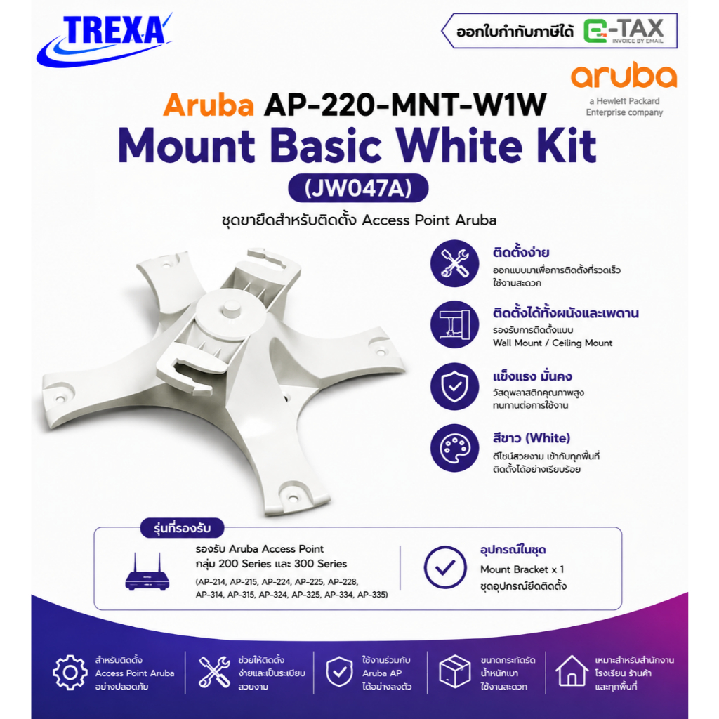 Aruba AP-220-MNT-W1W Mount Basic White Kit (JW047A)