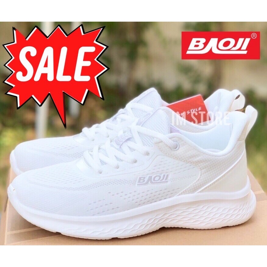 🔥 SALE รองเท้า BAOJI ลิขสิทธิ์แท้ 🔥 บาโอจิ เบาจิ สีขาว รุ่นผู้หญิง ใส่ออกกำลังกาย ลำลอง พื้นนุ่ม เบา