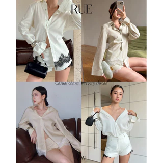 Rue เสื้อ+กางเกง ลินินลูกไม้คัดติ้งสวยมาก รุ่นนี้กดแยกเสื้อกางเกงนะคะ 🤍✨