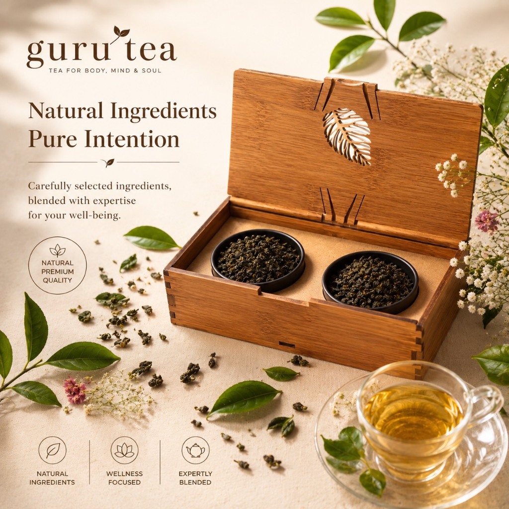 เซ็ตของขวัญ Guru Tea เซ็ตชา 2 ชนิด ชาอู่หลงก้านอ่อน และชาอู่หลงสี่ฤดู คัดเกรดตัวขายดี