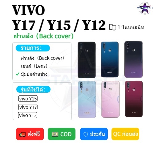 ฝาหลัง ( Back Cover ）vivo Y17 / Y15 / Y12 （ แถมปุ่มสวิตช์นอก + เลนส์กล้อง )