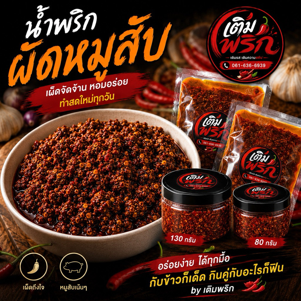น้ำพริกผัดหมูสับ เผ็ดถึงใจ หอม อร่อย ทุกคำ ผัดใหม่ทุกออเดอร์