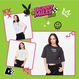 PLAYBOY 06PB เสื้อCRO เสื้อผ้าผู้หญิง/เสื้อ/เสื้อยืดสีขาว รุ่น P1WT265TF021WH P1WT265TF037CR P1WT265TF038GY