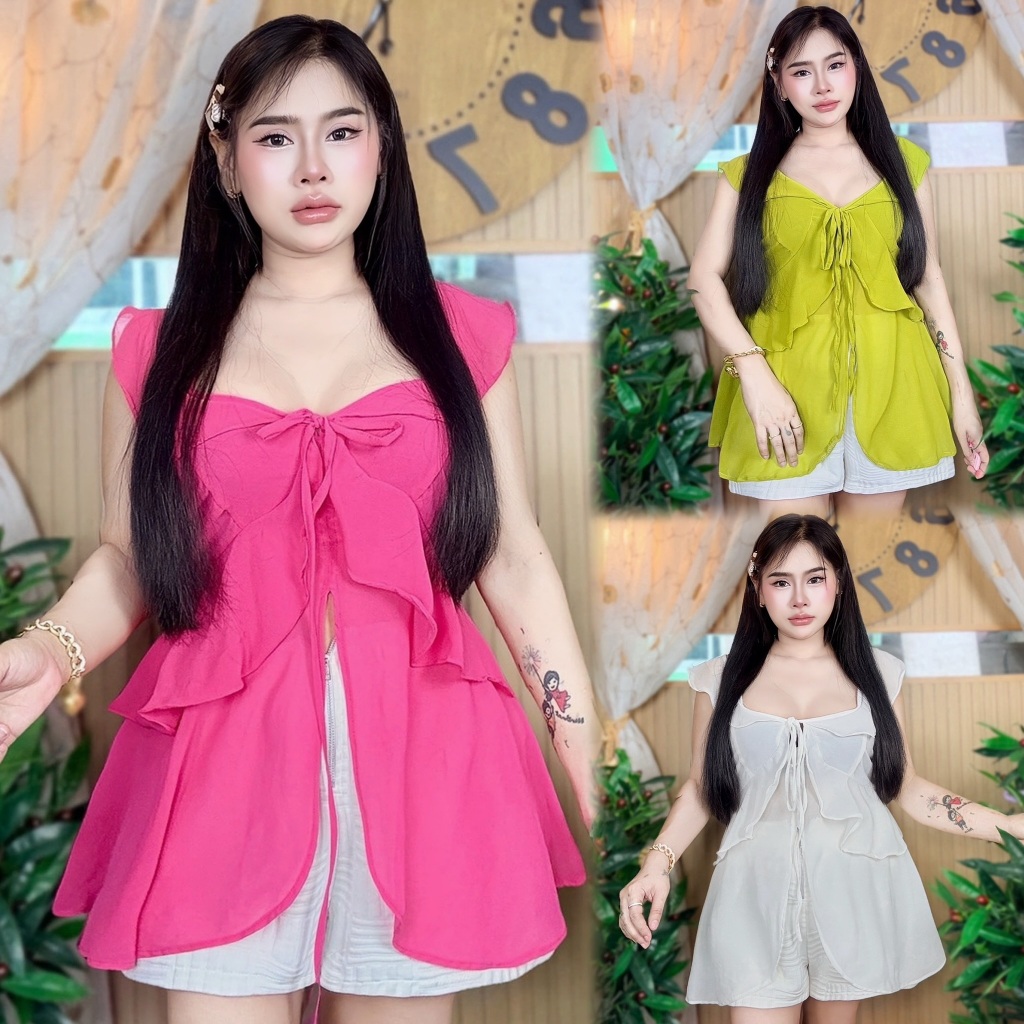 เสื้อสาวอวบ**ร้าน แม่เพ็ญ อก38-46ยาว27 สมอคหลัง ผ้าชีฟองสวยมาก**รุ่น ปันปัน**