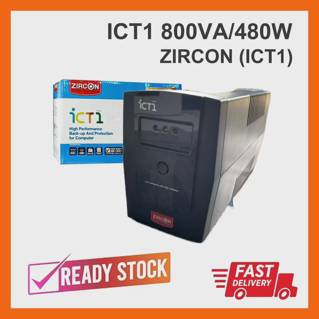 เครื่องสำรองไฟ UPS Zircon iCT1 800VA/480W