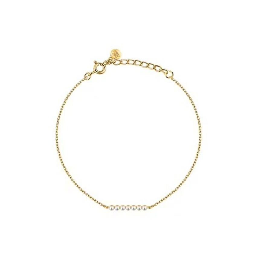 LA PETITE STORY EMILY IN PARIS 925 Silver Yellow Gold Plated Synthetic Pearl Bracelet 16+3CM Women J