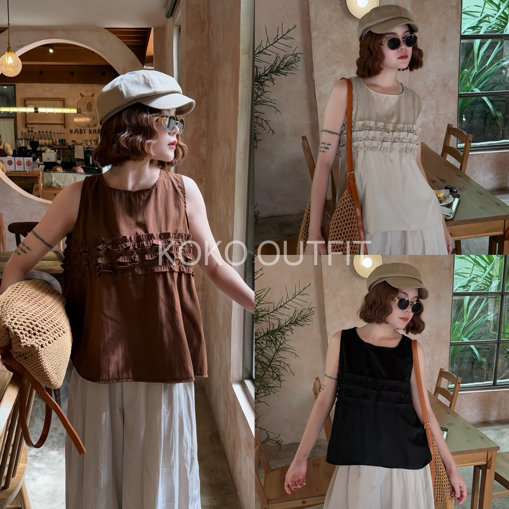 เสื้อแขนกุดซากุระ อก 30- 36 ดีไซน์ระบายเรียบง่าย แต่ดูดี ผ้าเครปญี่ปุ่น  ใส่สบาย ไม่ร้อน ไม่ต้องรีด ทันสมัย