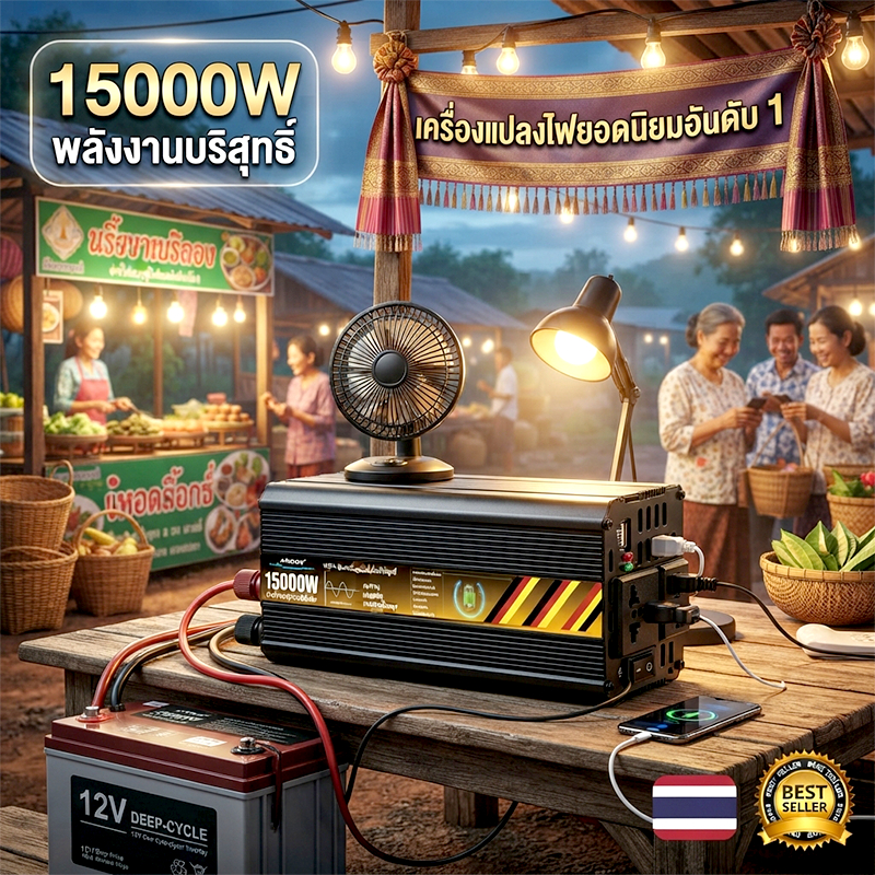 AIRDOO 15000W อินเวอร์เตอร์ 12v to 220v แปลงไฟ รถยนต์ inverter pure sine wave หม้อแปลงไฟรถยนต์เป็นไฟบ้าน