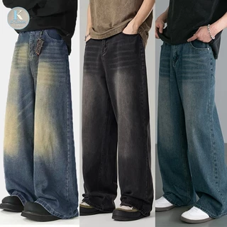 Baggy S-5XL กางเกงยีนส์ขายาวผู้ชาย ทรงขาตรง เอวสูง สไตล์เกาหลี ใส่ได้หลายโอกาส