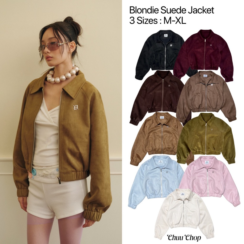 CHUUCHOP - (M-XL) Blondie Suede Jacket เสื้อแจ็คเก็ตหนังกลับ ลุคมินิมอล เรียบหรู Unisex ทรงสวย (C8355)