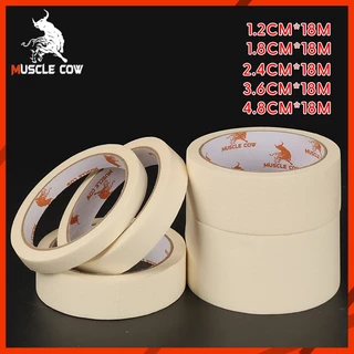 MUSCLE COW เทปกระดาษกาวช่าง เทปทาสี เทปกาวย่น 18 เมตร ลอกง่าย กันซึม ใช้งานพ่นสี ทาสี และเขียนได้ คุณภาพดี