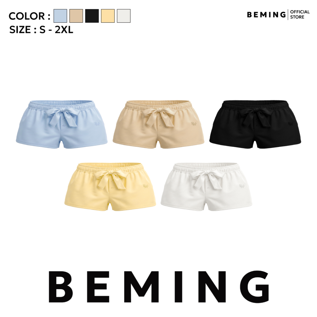Bemingshorts061(S-2XL) - Elle Shorts – กางเกงขาสั้นเอวสม็อคเชือกรูดปรับได้พร้อมดีเทลกระดุมสุดน่ารัก