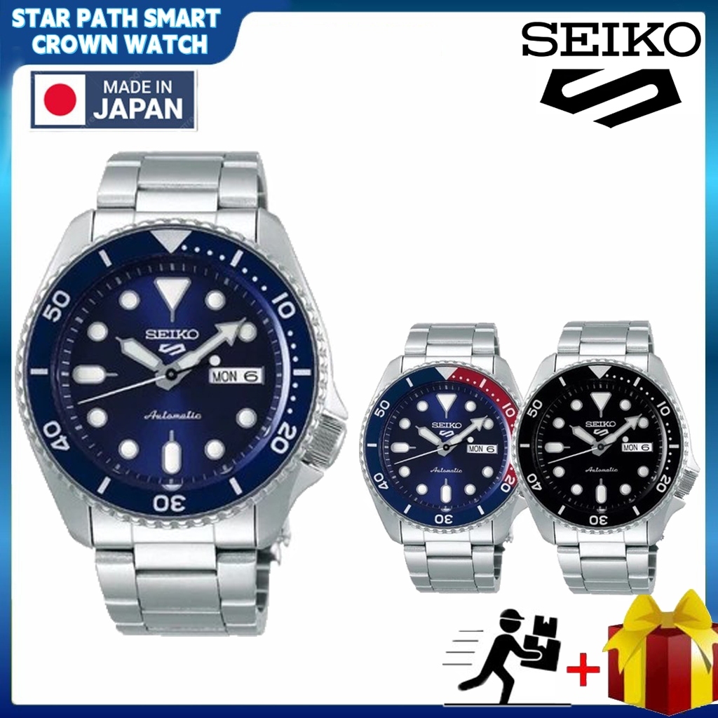 100% แท้ Seiko SRPD51K1 SRPD53K1 นาฬิกาผู้ชายสปอร์ต กันน้ำ ตัวเลขสีน้ำเงิน สแตนเลสสตีลและควอตซ์